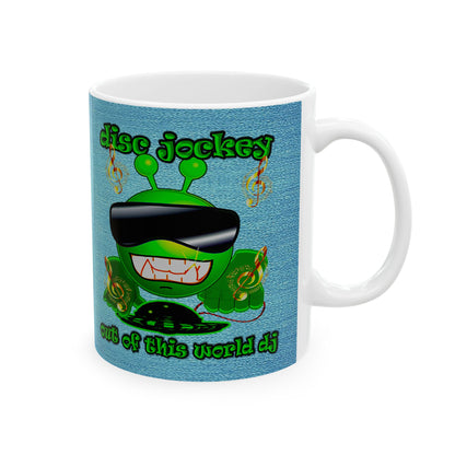 disc jockey - White Mug (faded dark blue)