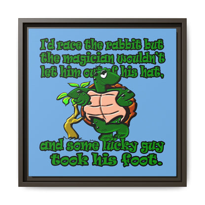 turtle race - framed canvas art (light blue)