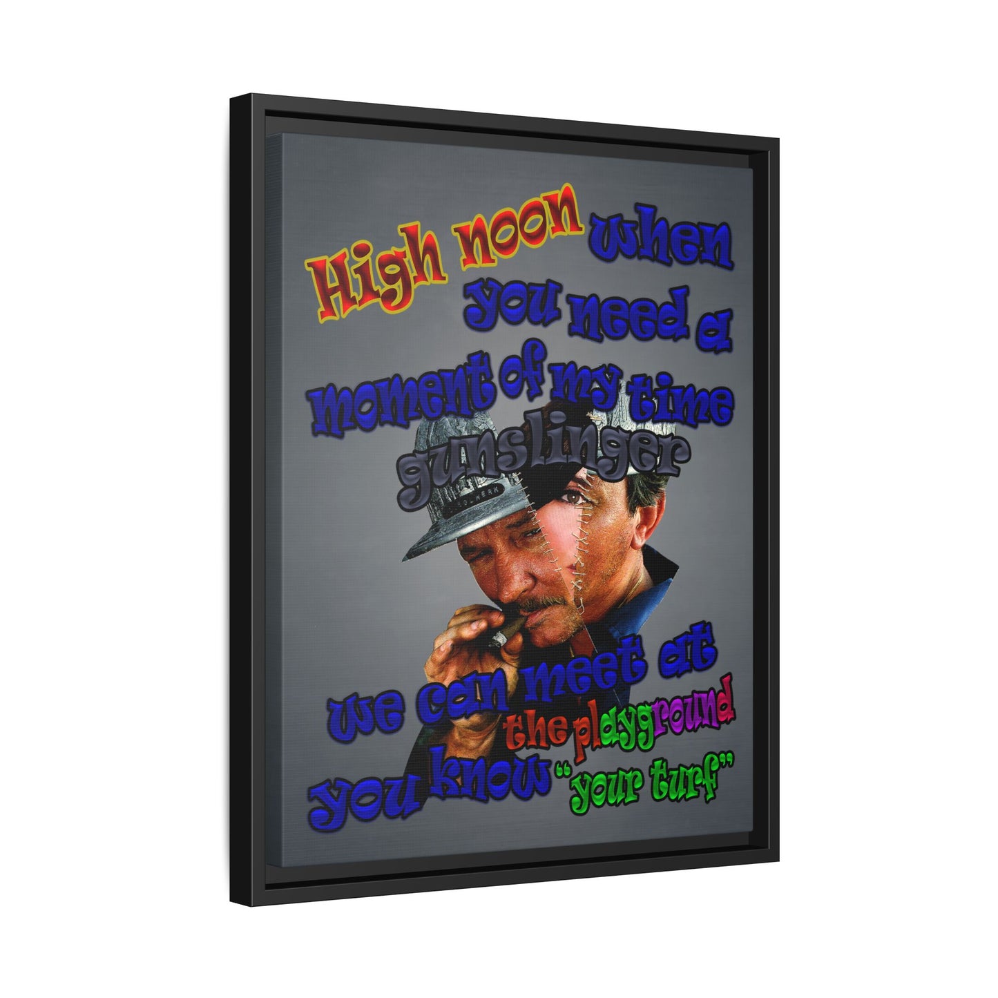 high noon - framed canvas art (grey-light grey)