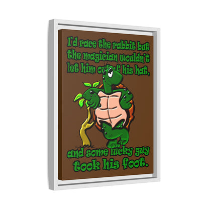 turtle race - framed canvas art (brown)