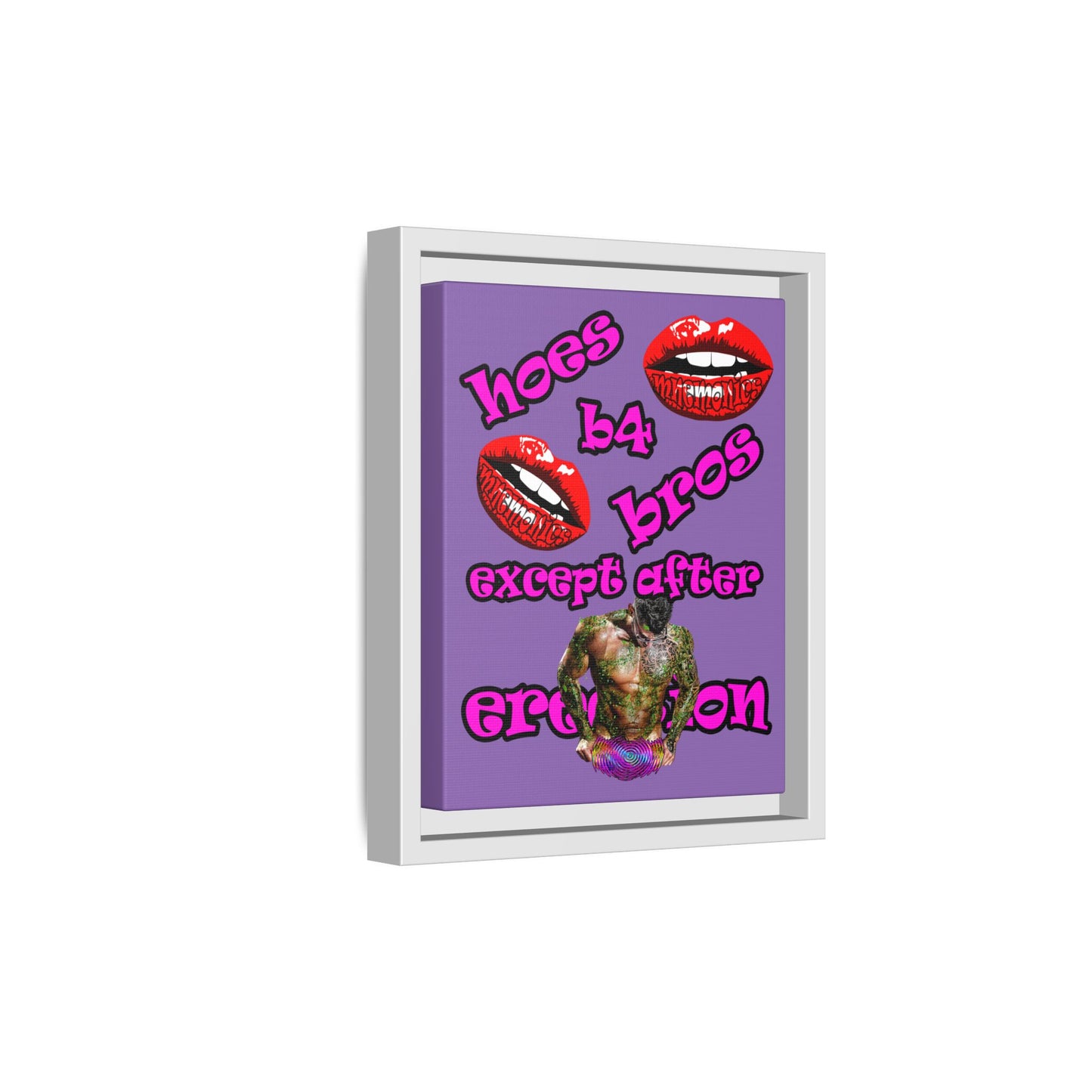 hoes b4 bros - framed canvas art (light purple)