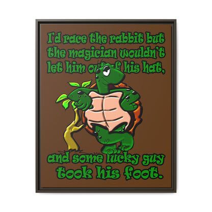 turtle race - framed canvas art (brown)