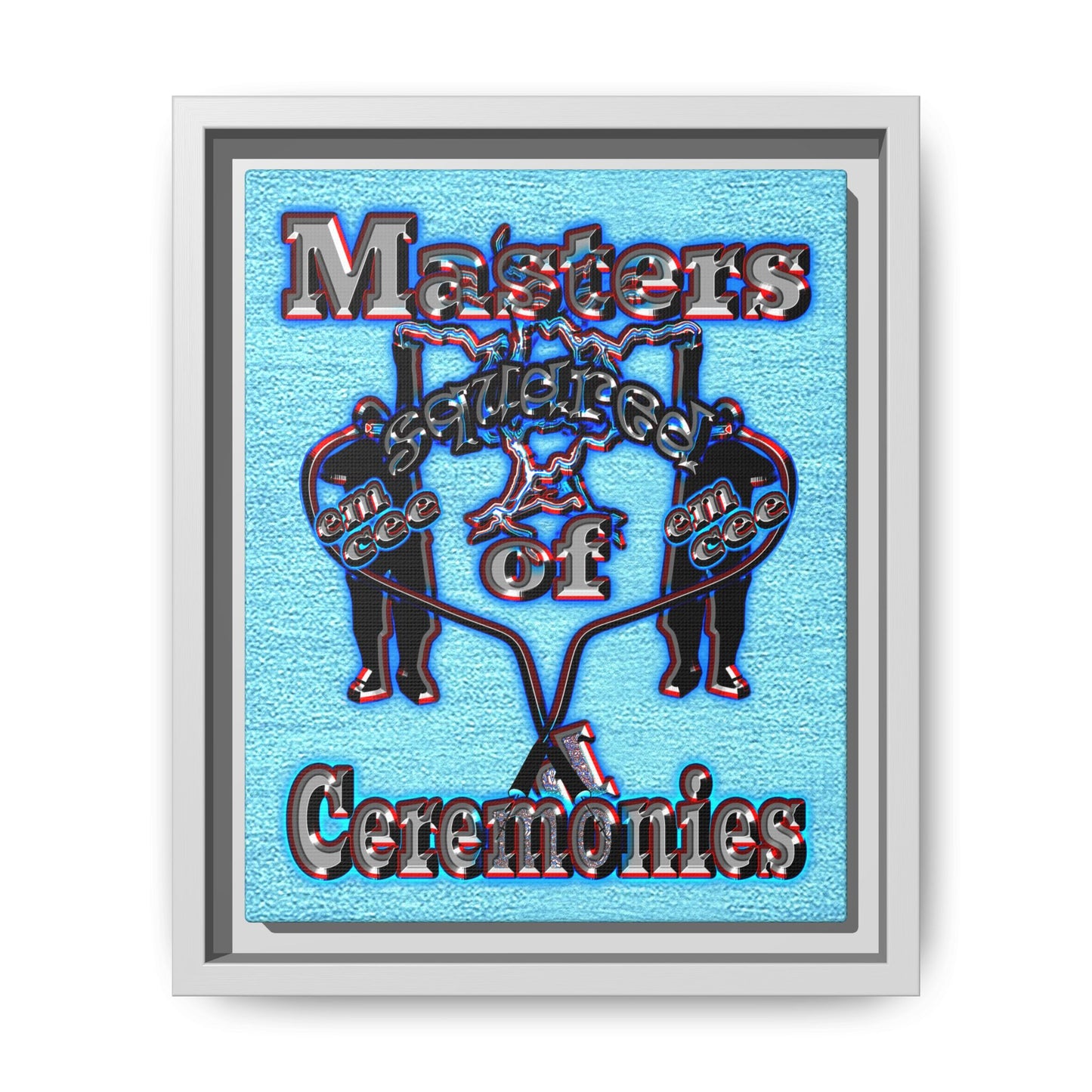 em cee squared - framed canvas art (faded blue)