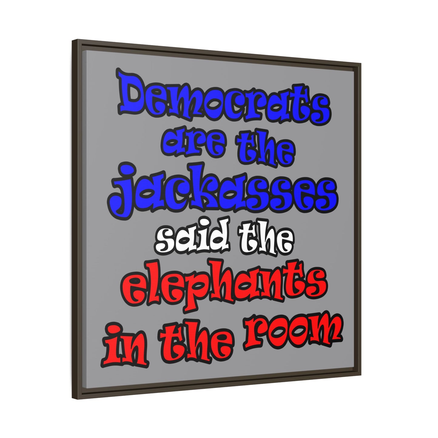 donkeys and elephants - framed canvas art (grey)