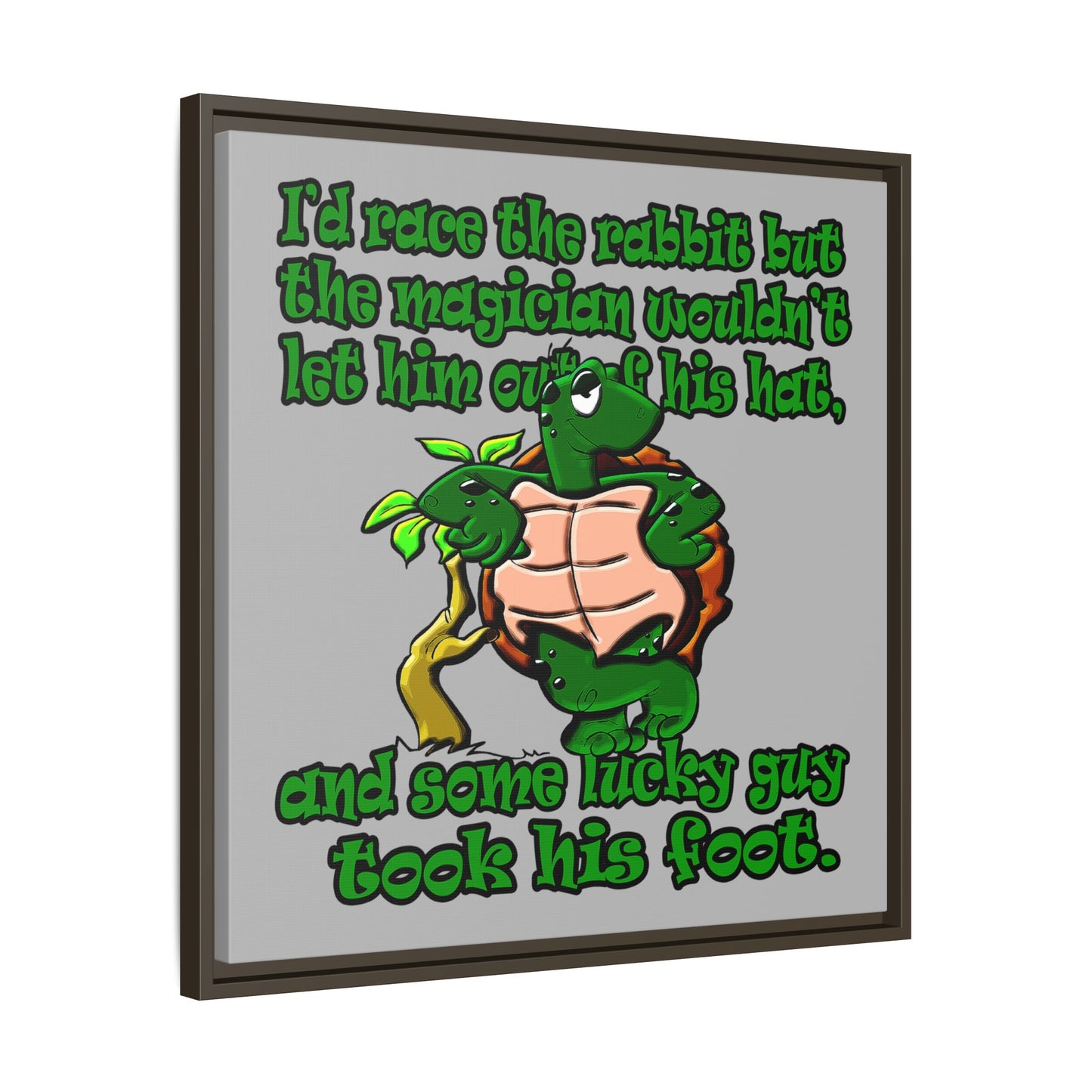 turtle race - framed canvas art (light grey)