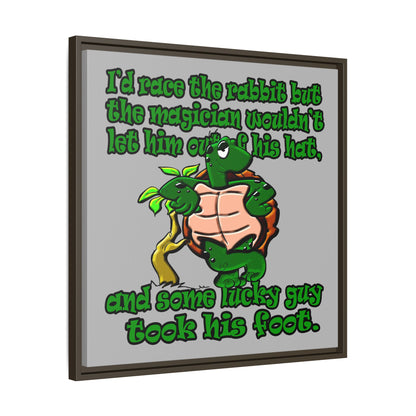 turtle race - framed canvas art (light grey)