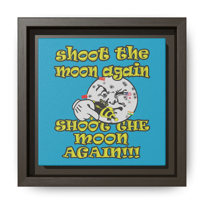 shoot the moon again - framed canvas art (turquoise)
