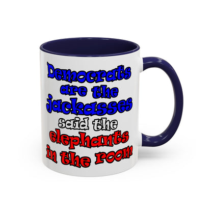 donkeys and elephants - Accent Mug (white)