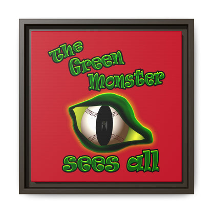 green monster - framed canvas art (dark red)