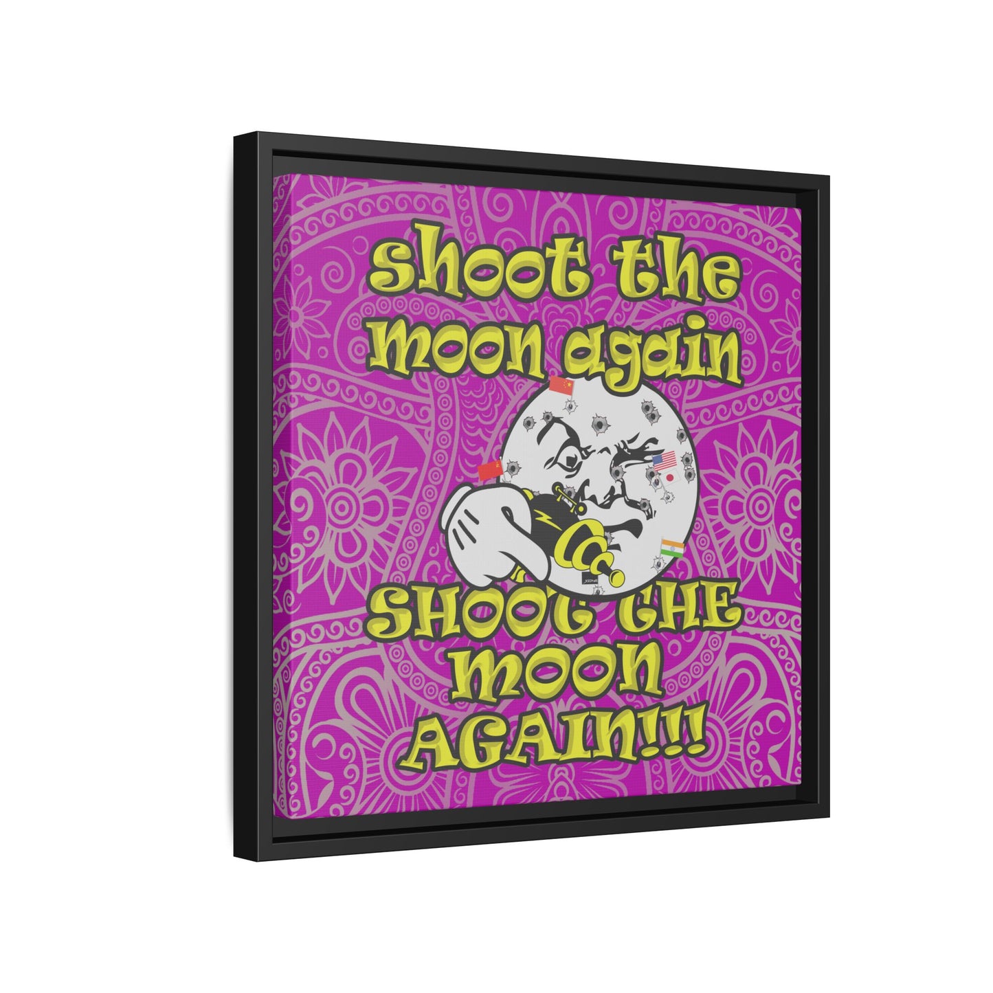 shoot the moon again - framed canvas art (pink swirl)