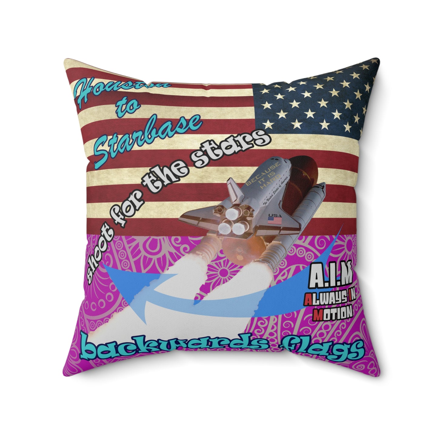 shoot for the stars - Spun Polyester Square Pillow - (pink swirl)
