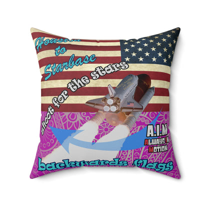 shoot for the stars - Spun Polyester Square Pillow - (pink swirl)