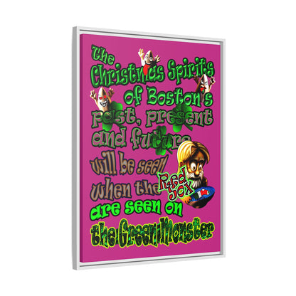 christmas spirits of boston - framed canvas art (pink)
