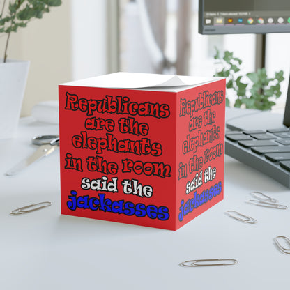 donkeys and elephants - note cube (red)
