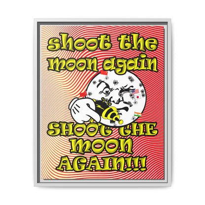 shoot the moon again - framed canvas art (yellow-orange wave)