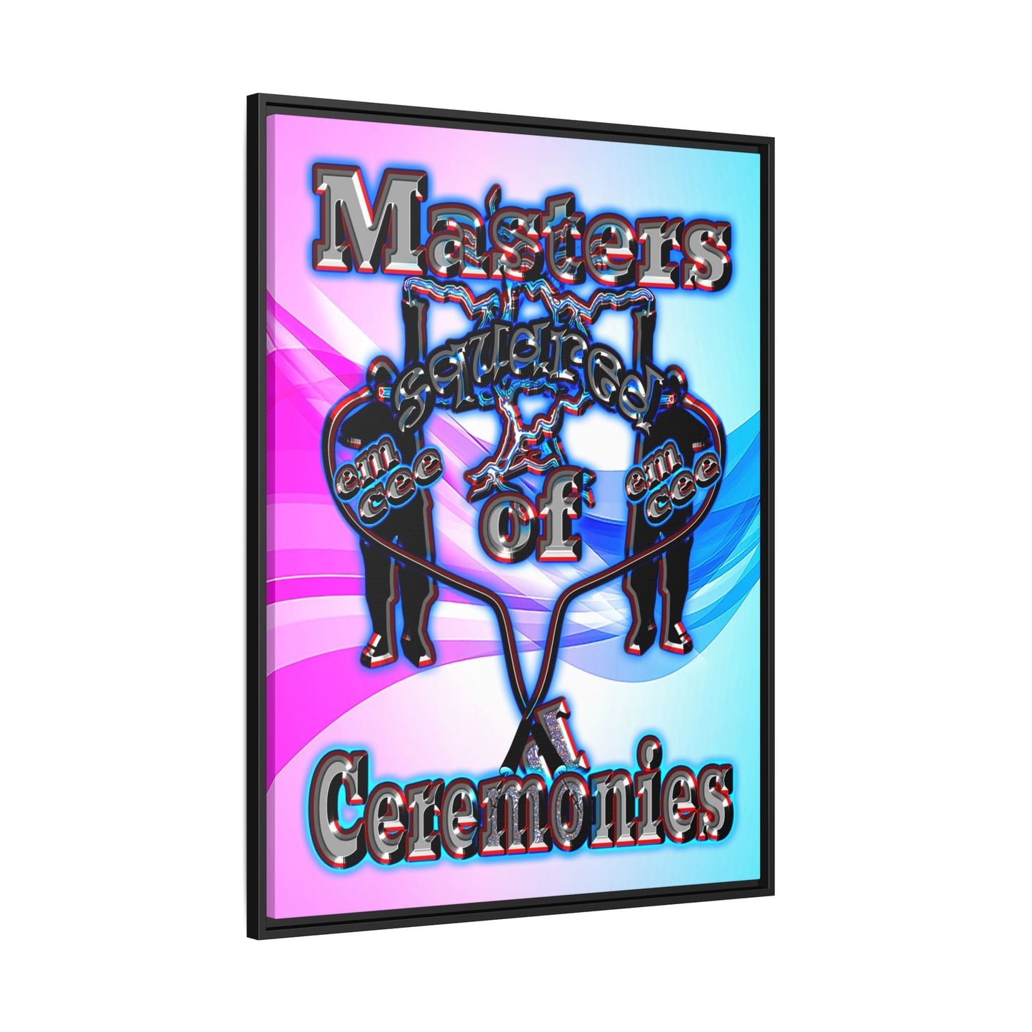 em cee squared - framed canvas art (light blue-pink wave)