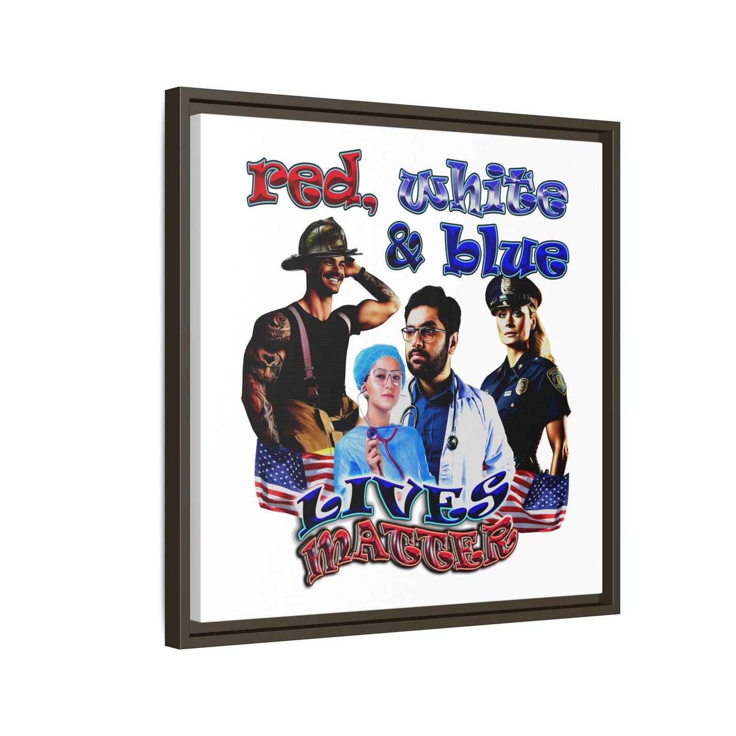 rw&b lives matter - framed canvas art (white)