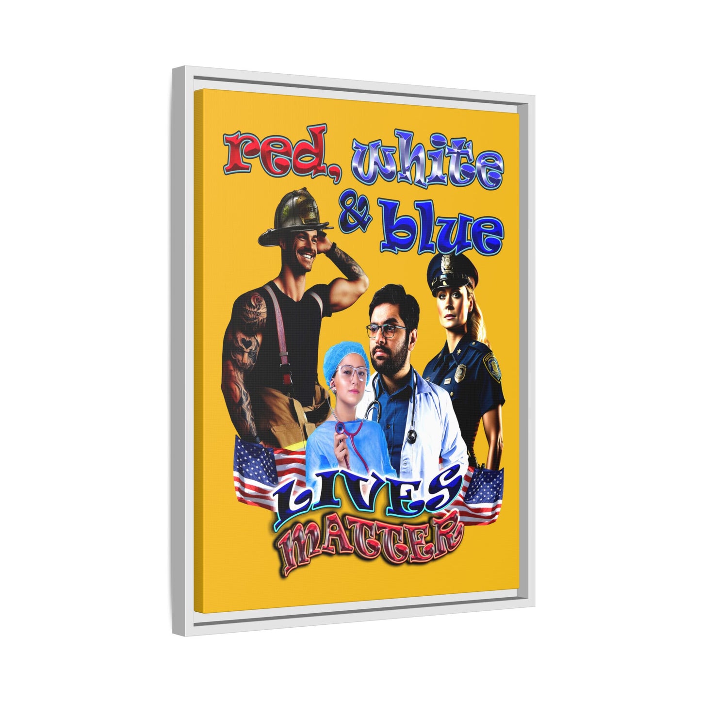 rw&b lives matter - framed canvas art (yellow)