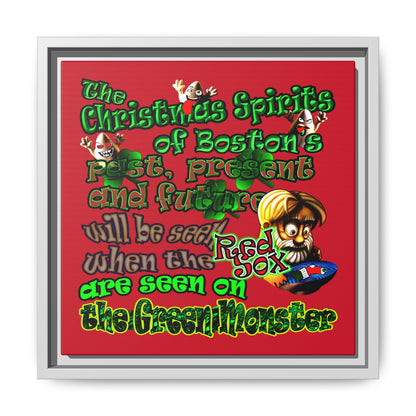 christmas spirits of boston - framed canvas art (dark red)