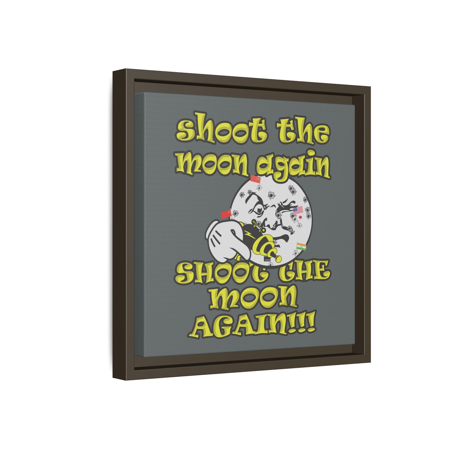shoot the moon again - framed canvas art (dark grey)