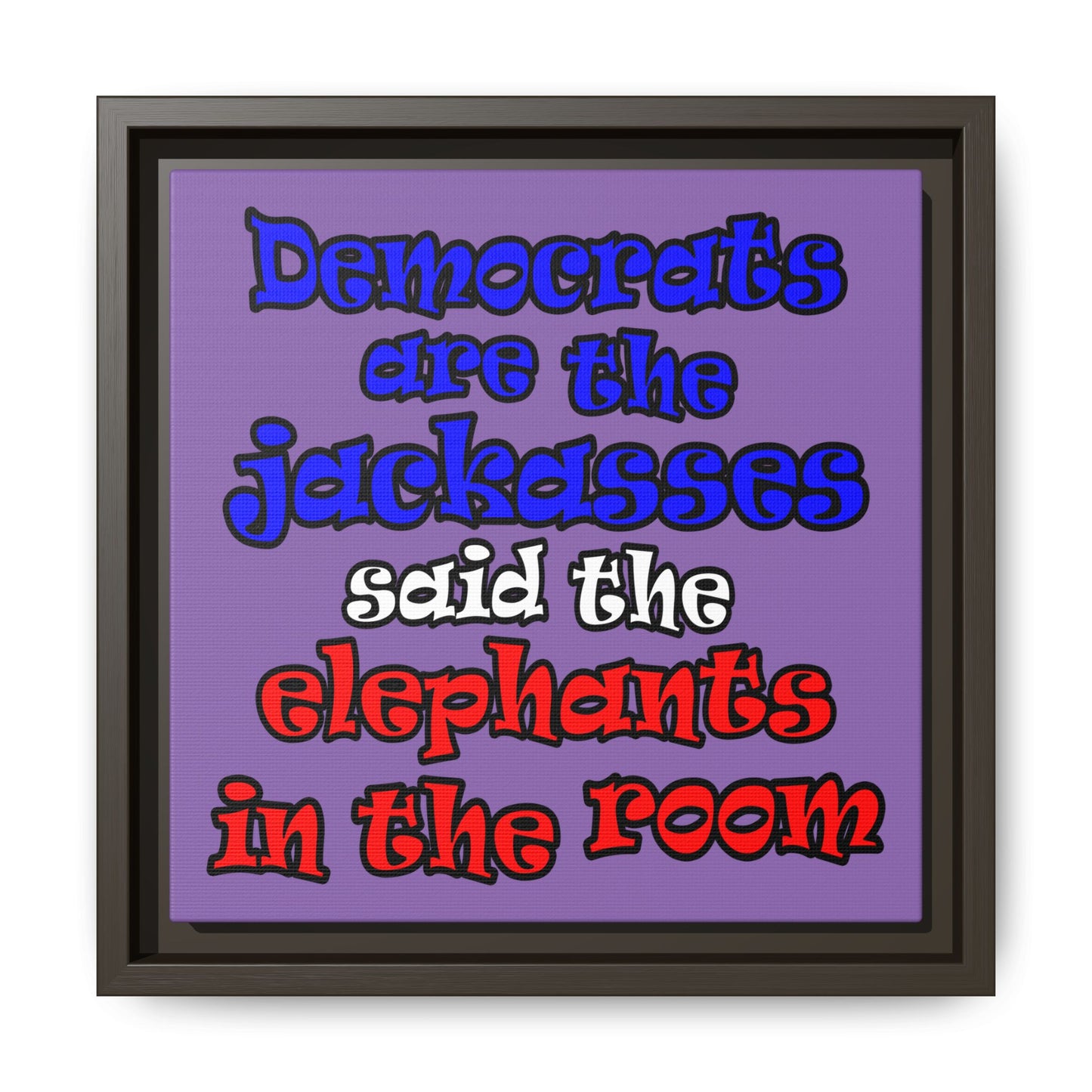 donkeys and elephants - framed canvas art (light purple)
