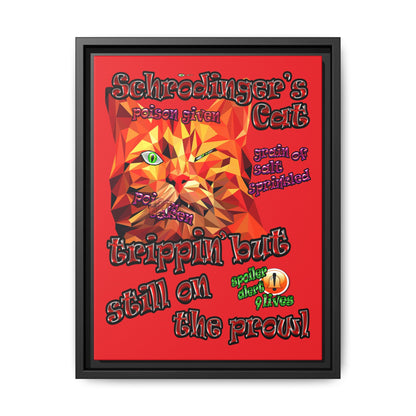 schrodinger's cat - framed canvas art (red)
