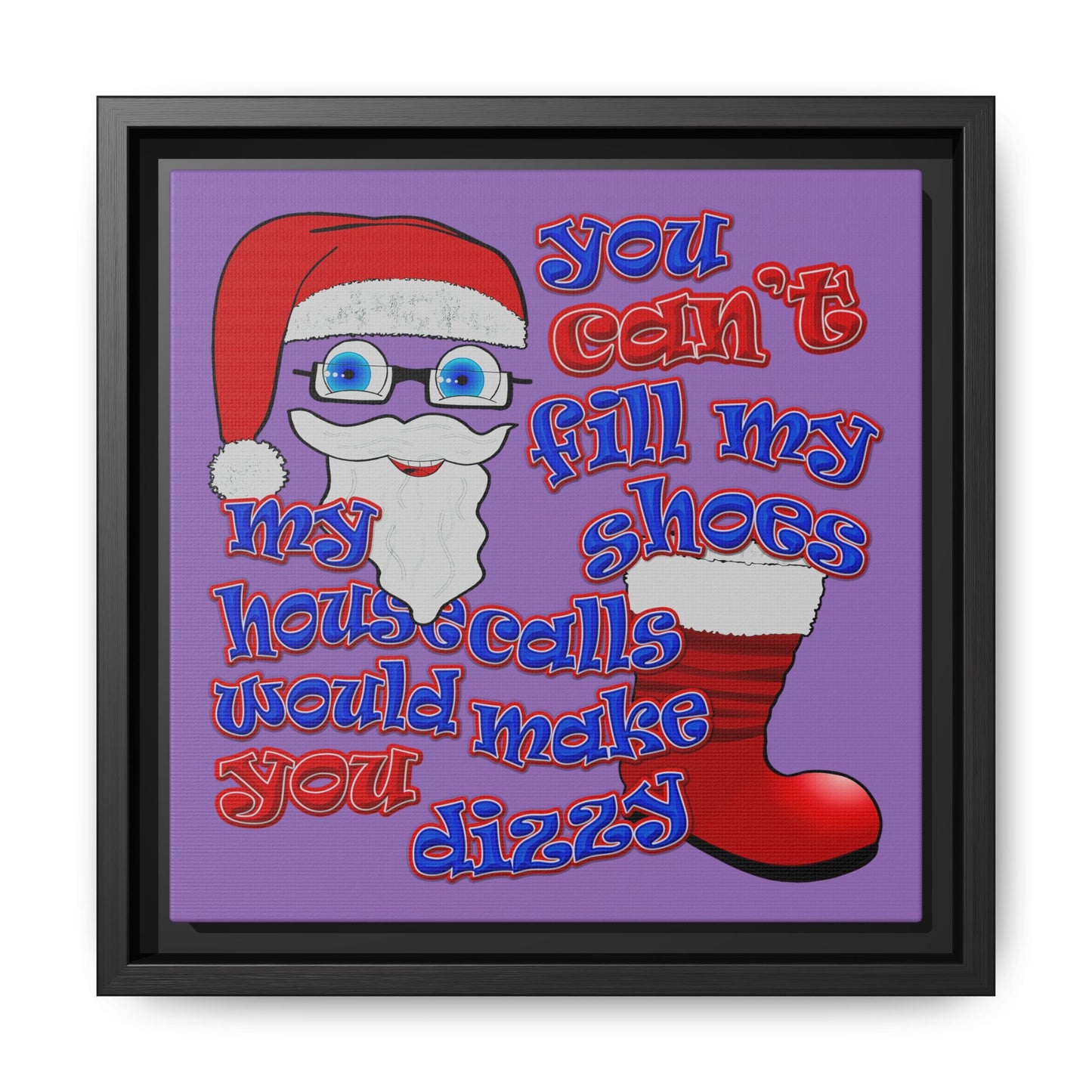 santa's shoes - framed canvas art (light purple)