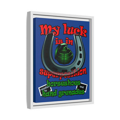 my luck - framed canvas art (dark blue)