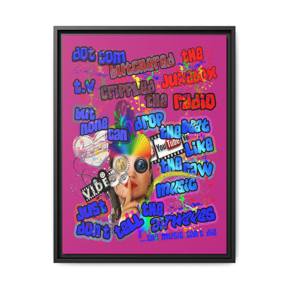 drop the beat - framed canvas art (pink)