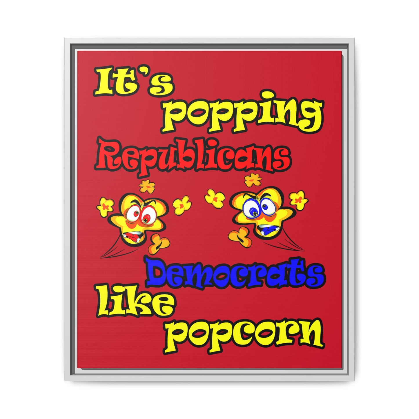 popping like popcorn - framed canvas art (dark red)
