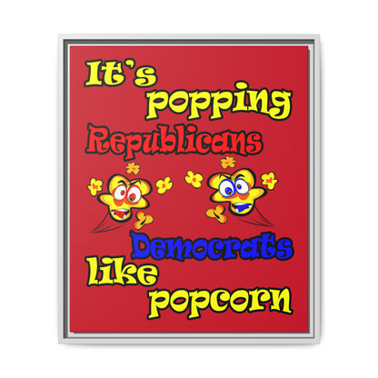 popping like popcorn - framed canvas art (dark red)