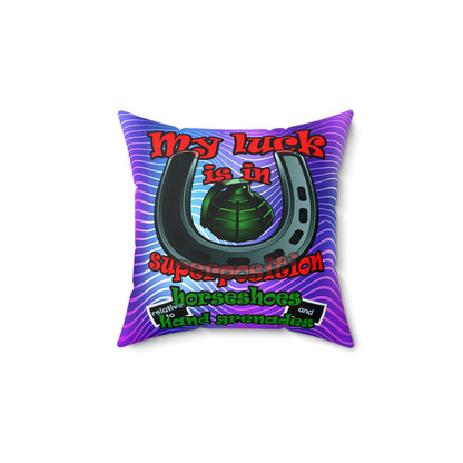 my luck - Spun Polyester Square Pillow - (purple wave)