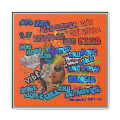 drop the beat - framed canvas art (orange)
