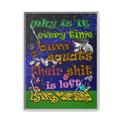 the bum's shit - framed canvas art ('snoops' background)