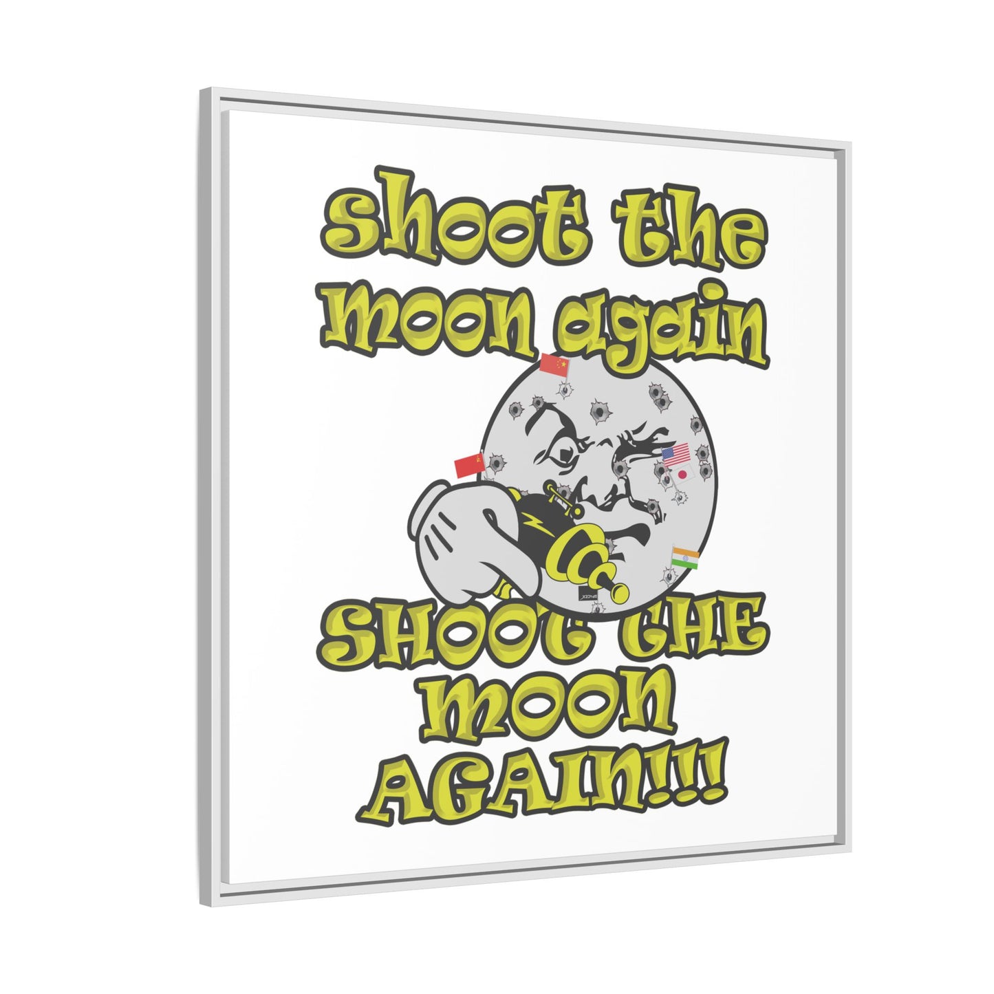 shoot the moon again - framed canvas art (white)