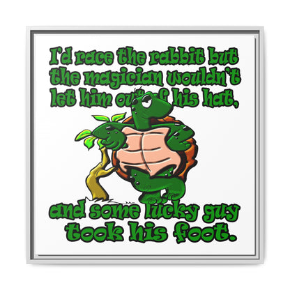 turtle race - framed canvas art (white)