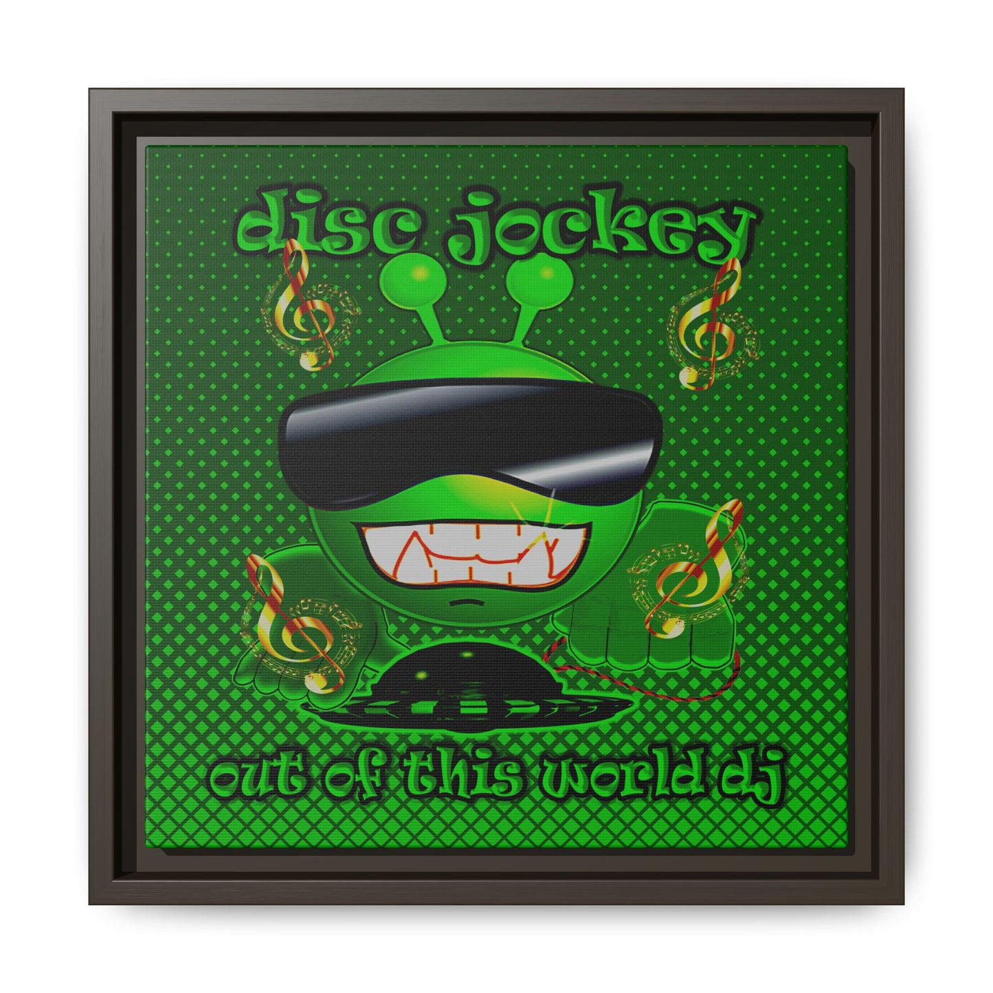 disc jockey - framed canvas art (logo green)