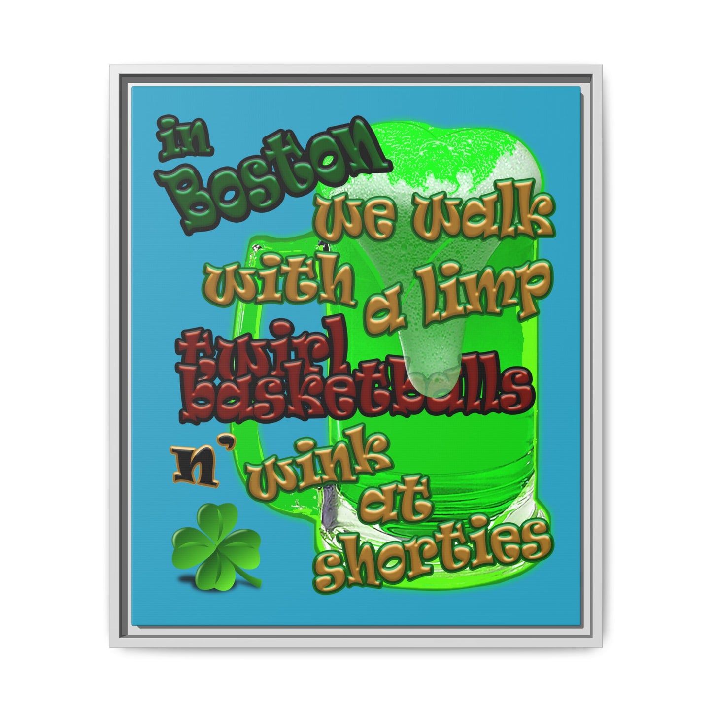 celtics logo - framed canvas art (turquoise)