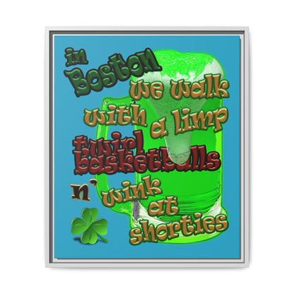 celtics logo - framed canvas art (turquoise)