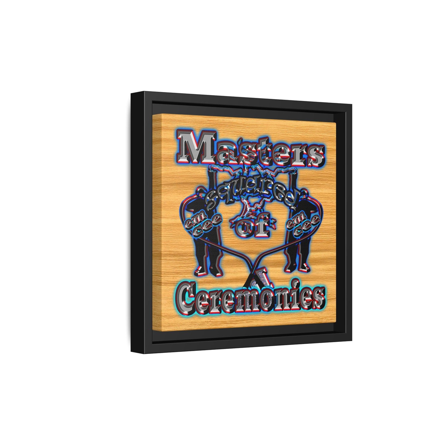 em cee squared - framed canvas art (butterscotch wood finish)
