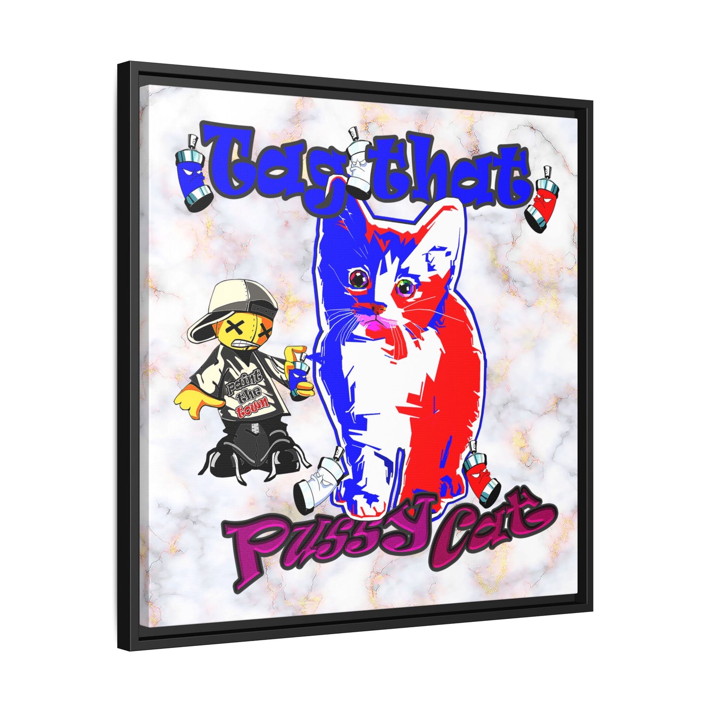 tag that - framed canvas art (white marble)