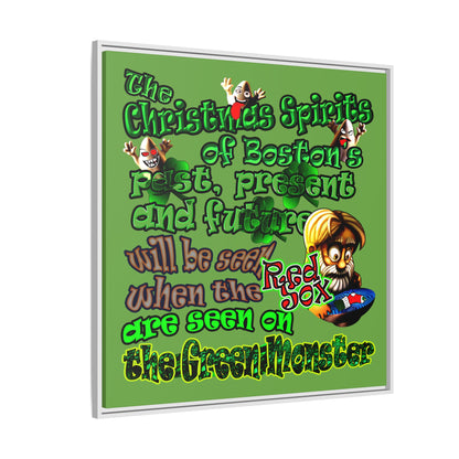 christmas spirits of boston - framed canvas art (green)