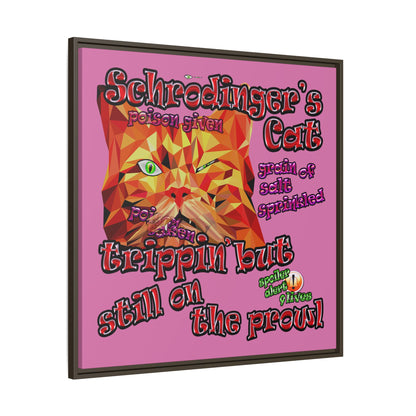 schrodinger's cat - framed canvas art (light pink)