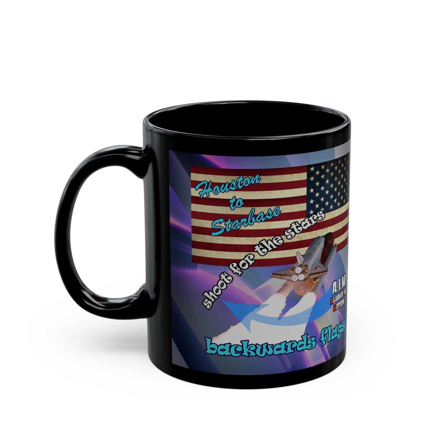shoot for the stars - Black Mug (grey-pink wave)