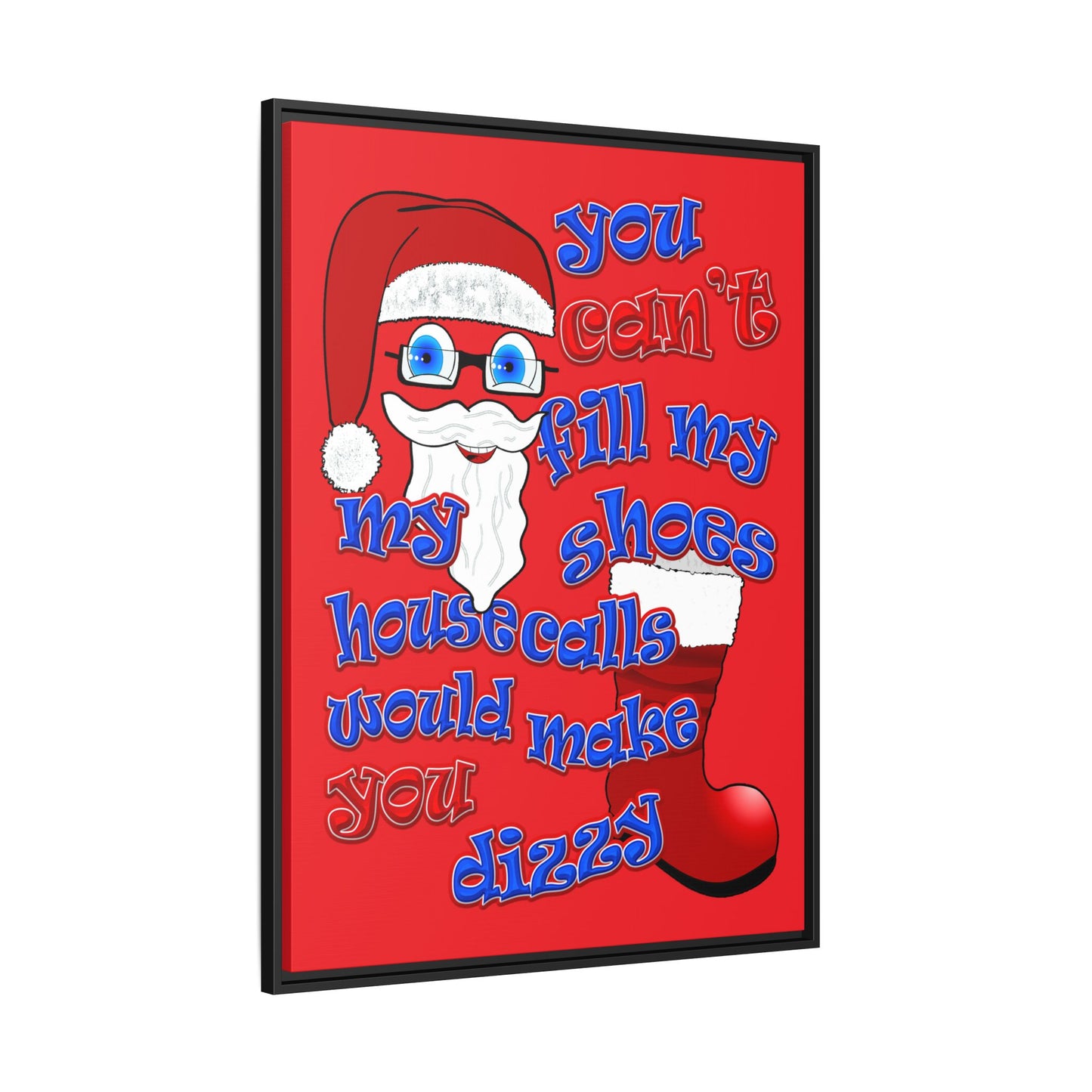 santa's shoes - framed canvas art (red)