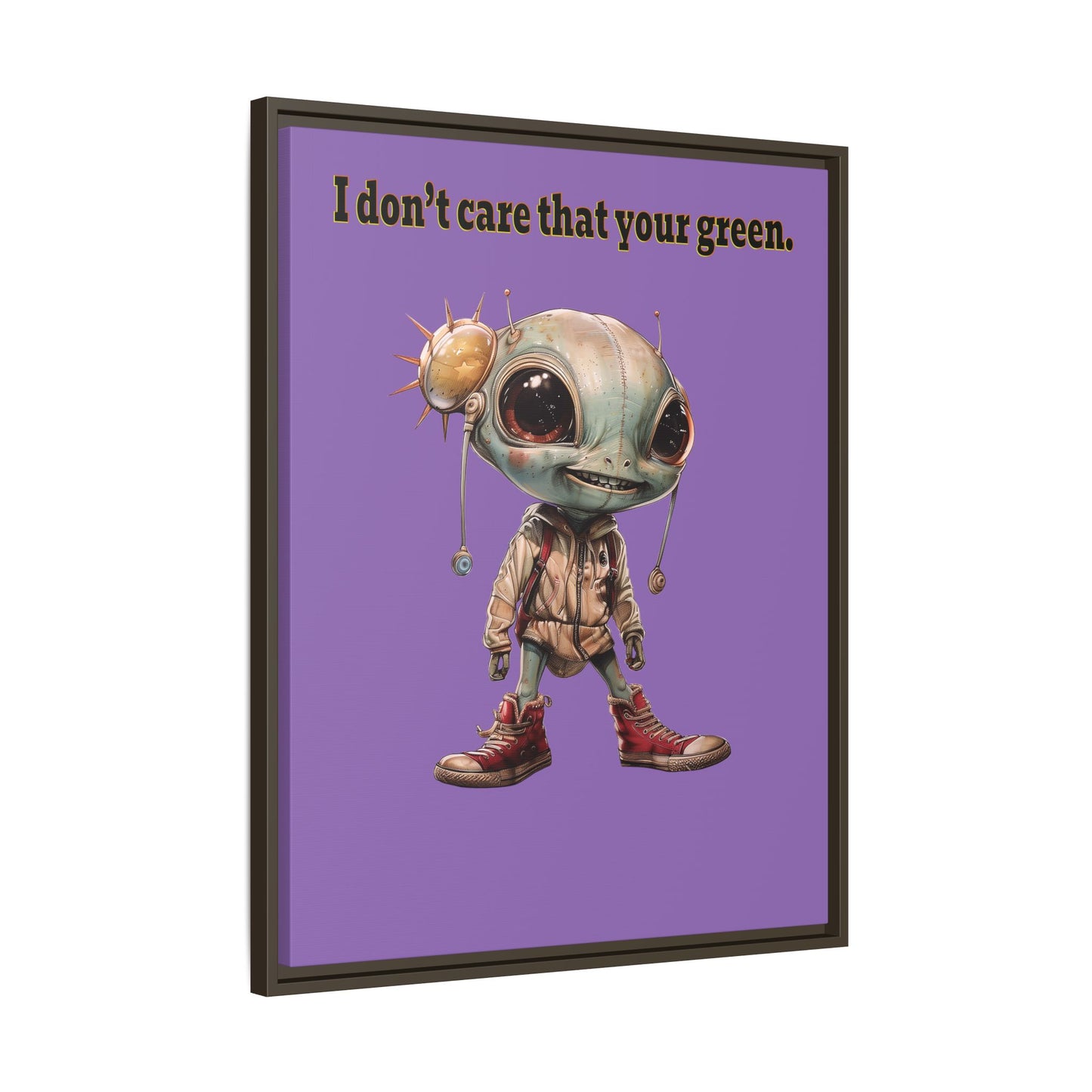 I don't care that your green - framed canvas art (light purple)