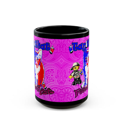 tag that - Black Mug (pink swirl)