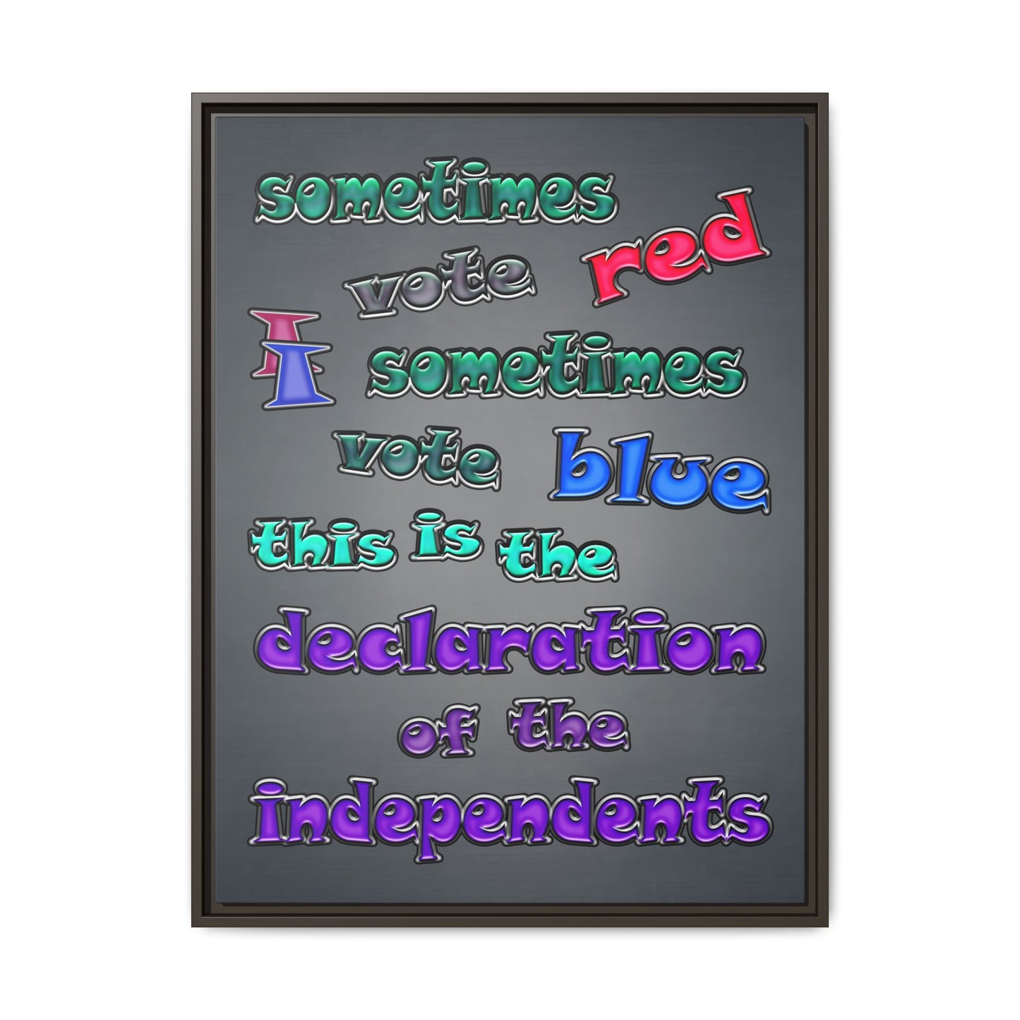 declaration of the independents - framed canvas art (grey-light grey)