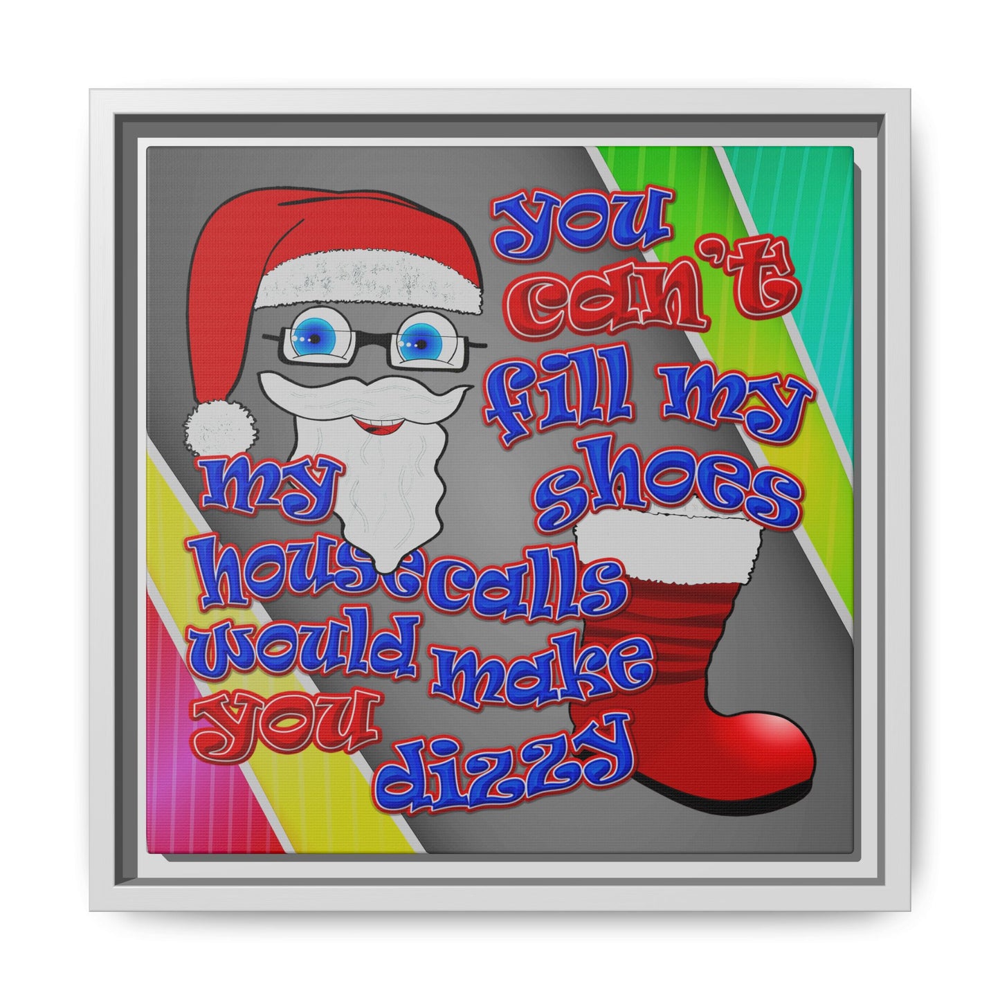 santa's shoes - framed canvas art (rainbow split)
