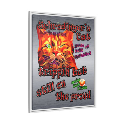 schrodinger's cat - framed canvas art (brushed nickel)